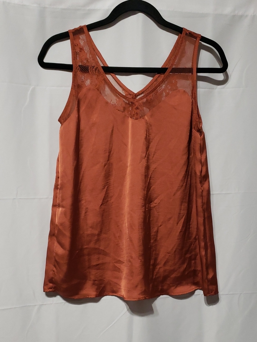 Maurices Rust Orange Lace Satin Camisole Tank Top. Size: S
